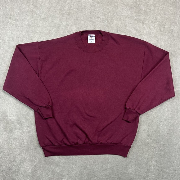 Jerzees Vintage 90s NuBlend Crewneck Sweatshirt XL Burgundy Made in USA Blank — photo 2